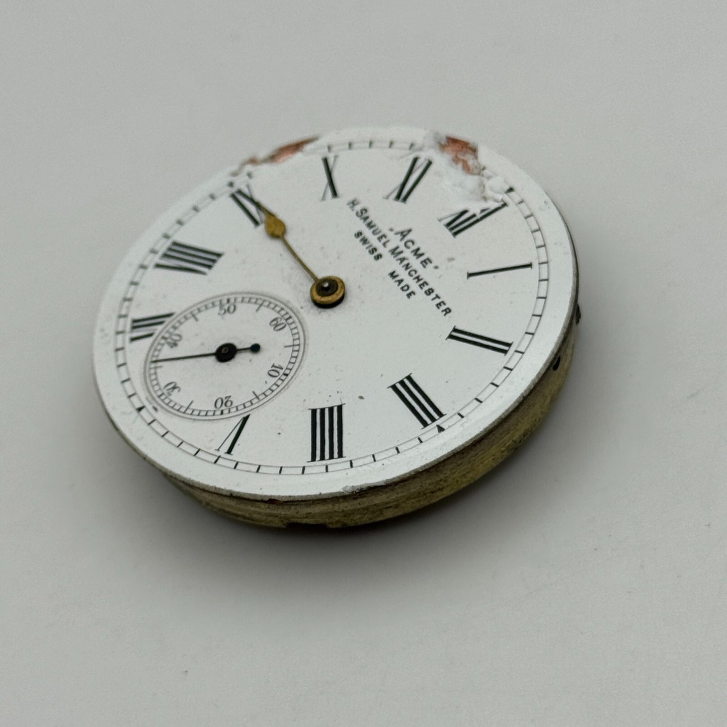43.8mm Antique H Samuel Manchester Patent Balance Pocket Watch Movement PARTS