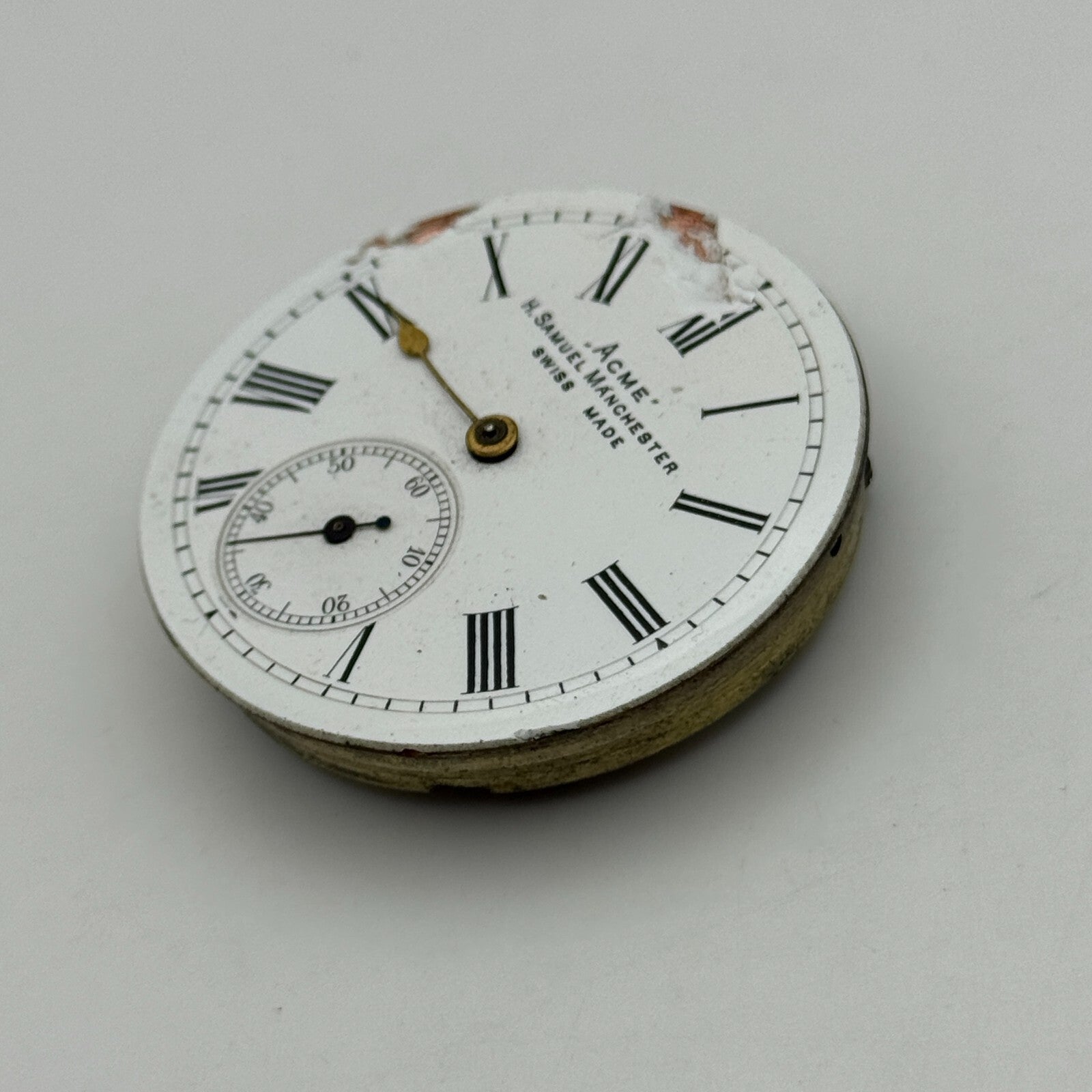 43.8mm Antique H Samuel Manchester Patent Balance Pocket Watch Movement PARTS