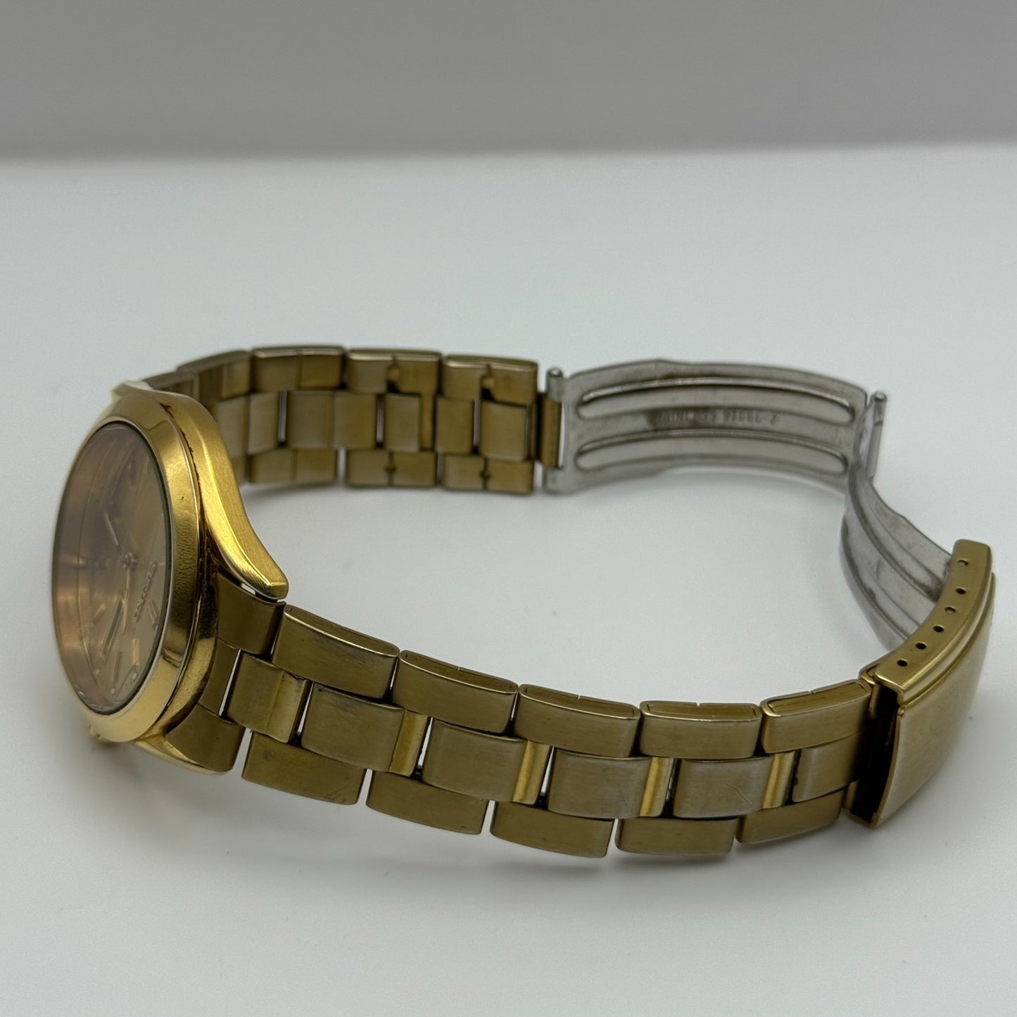 Seiko Mens Quartz Watch 7N43-9070 Gold Tone Bracelet Japan 36mm PARTS REPAIR