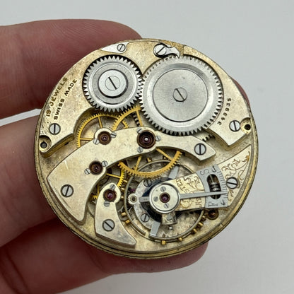 42mm Unidentified High Grade 19 Jewels Swiss Hunter Pocket Watch Movement PARTS
