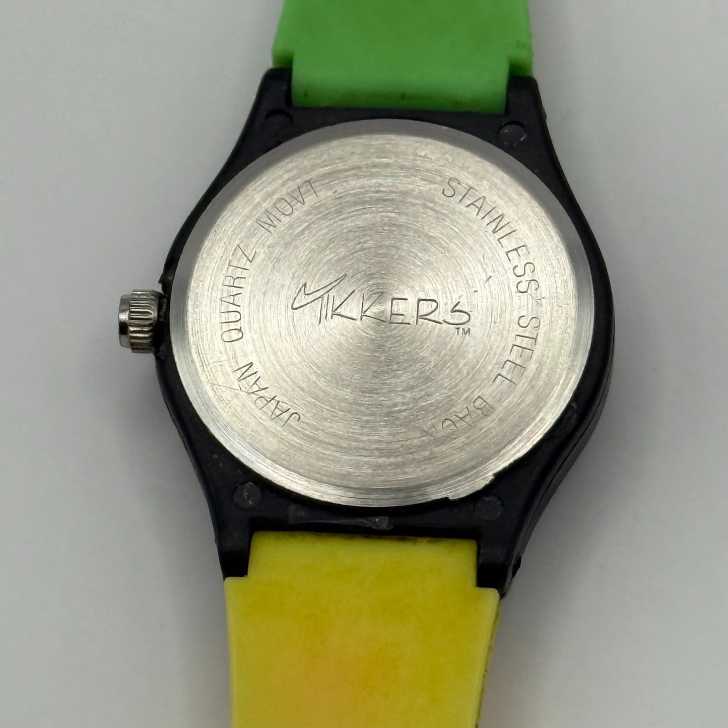 Tikkers Unisex Kids Quartz Watch Colorful Dial Green Yellow Strap Working 24mm