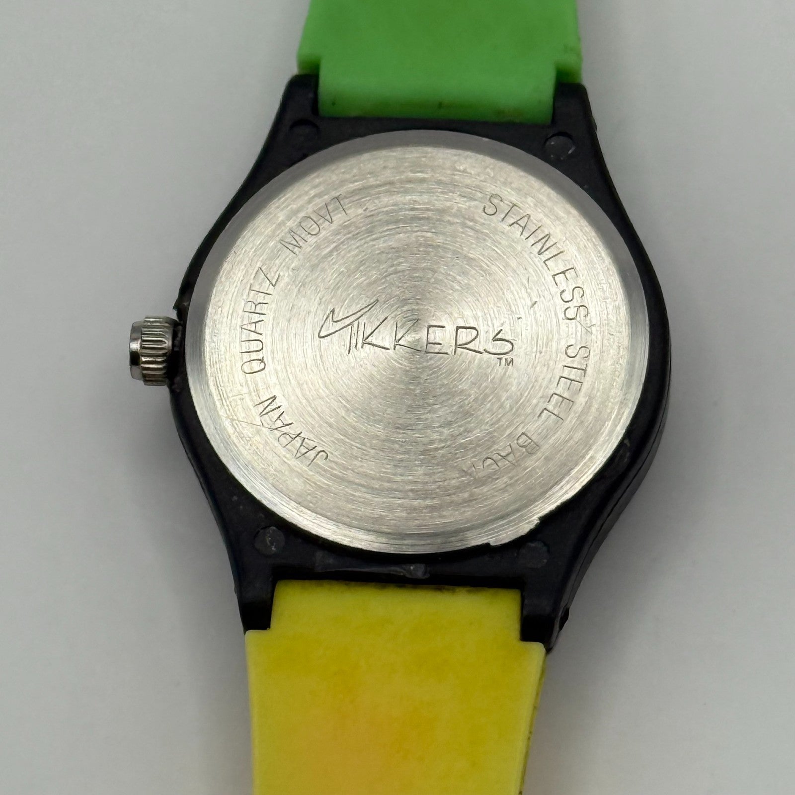 Tikkers Unisex Kids Quartz Watch Colorful Dial Green Yellow Strap Working 24mm