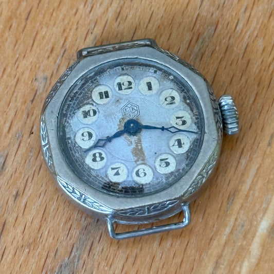 26mm Vintage Interesting Swiss Made Bullseye Manual Wind Watch PARTS / REPAIR