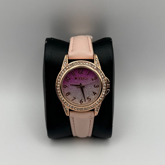Tikkers Ladies Quartz Watch Rose Gold Tone Crystal Glitter Dial Working 32mm