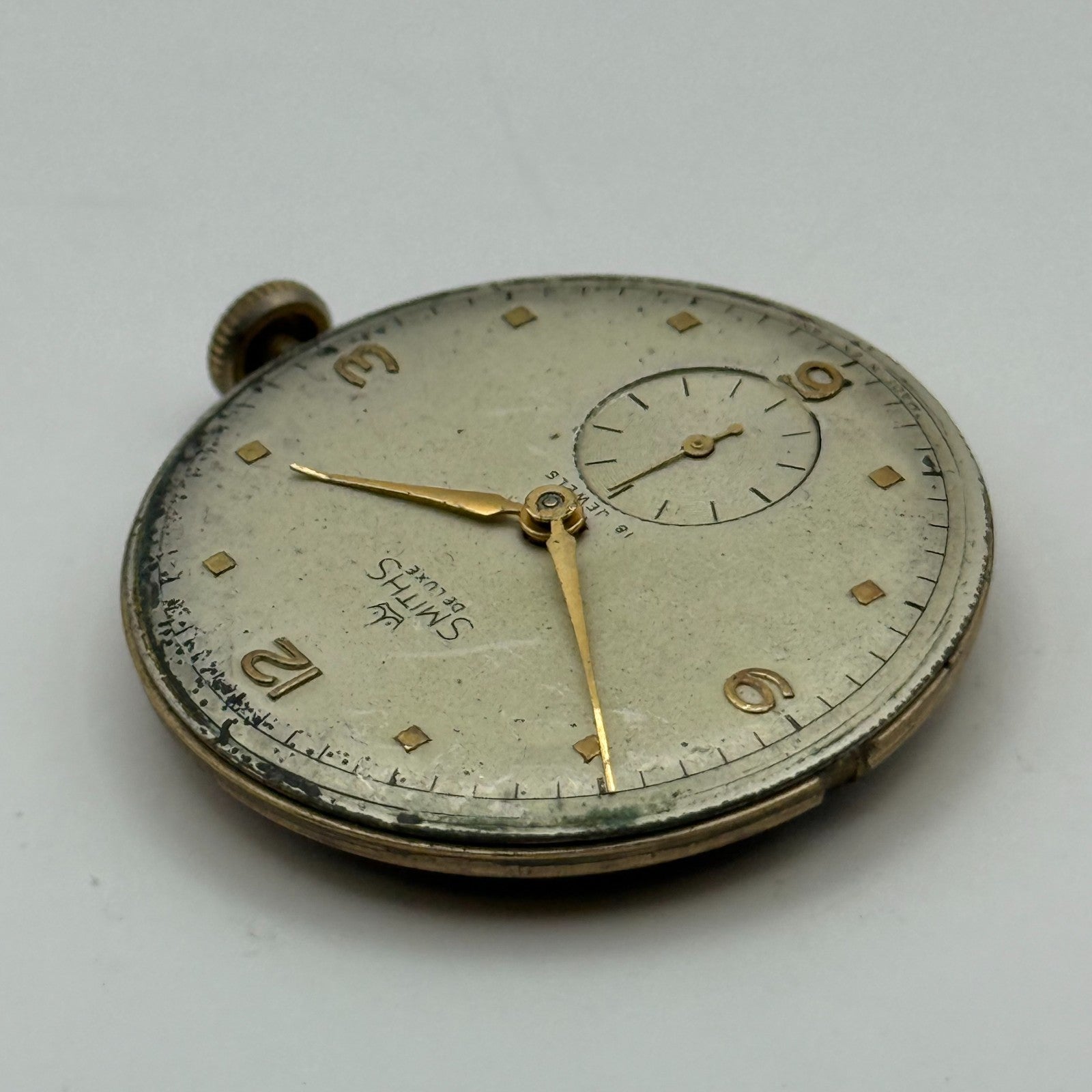 Smiths De Luxe 18 Jewels Watch Movement Manual Wind Vintage Parts Repair 32.3mm