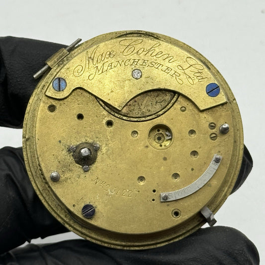 48.1mm Max Cohen Manchester Fusee No Chain Pocket Watch Movement FOR PARTS