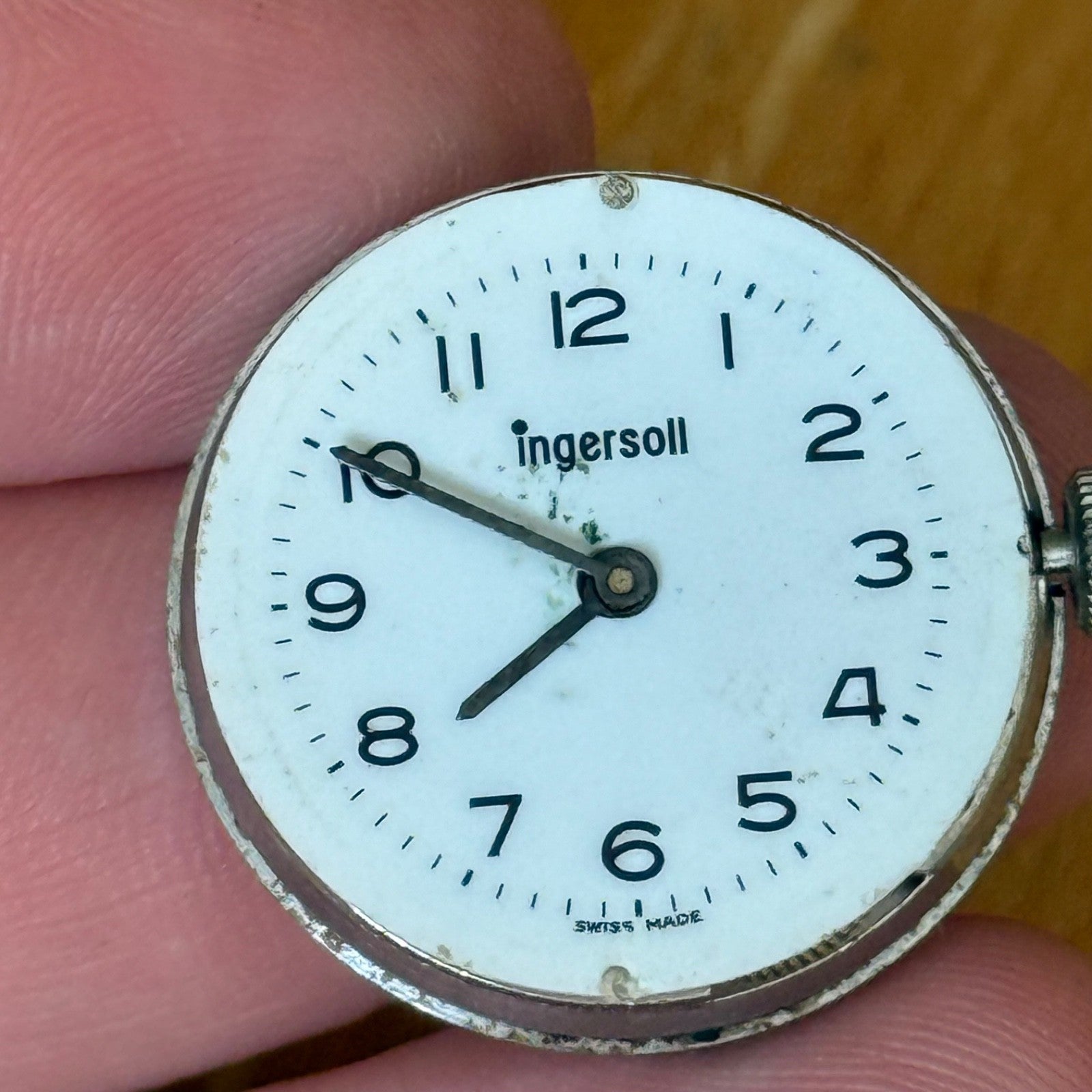 25mm Running Vintage Ingersoll White Dial Swiss Manual Wind Watch PARTS / REPAIR