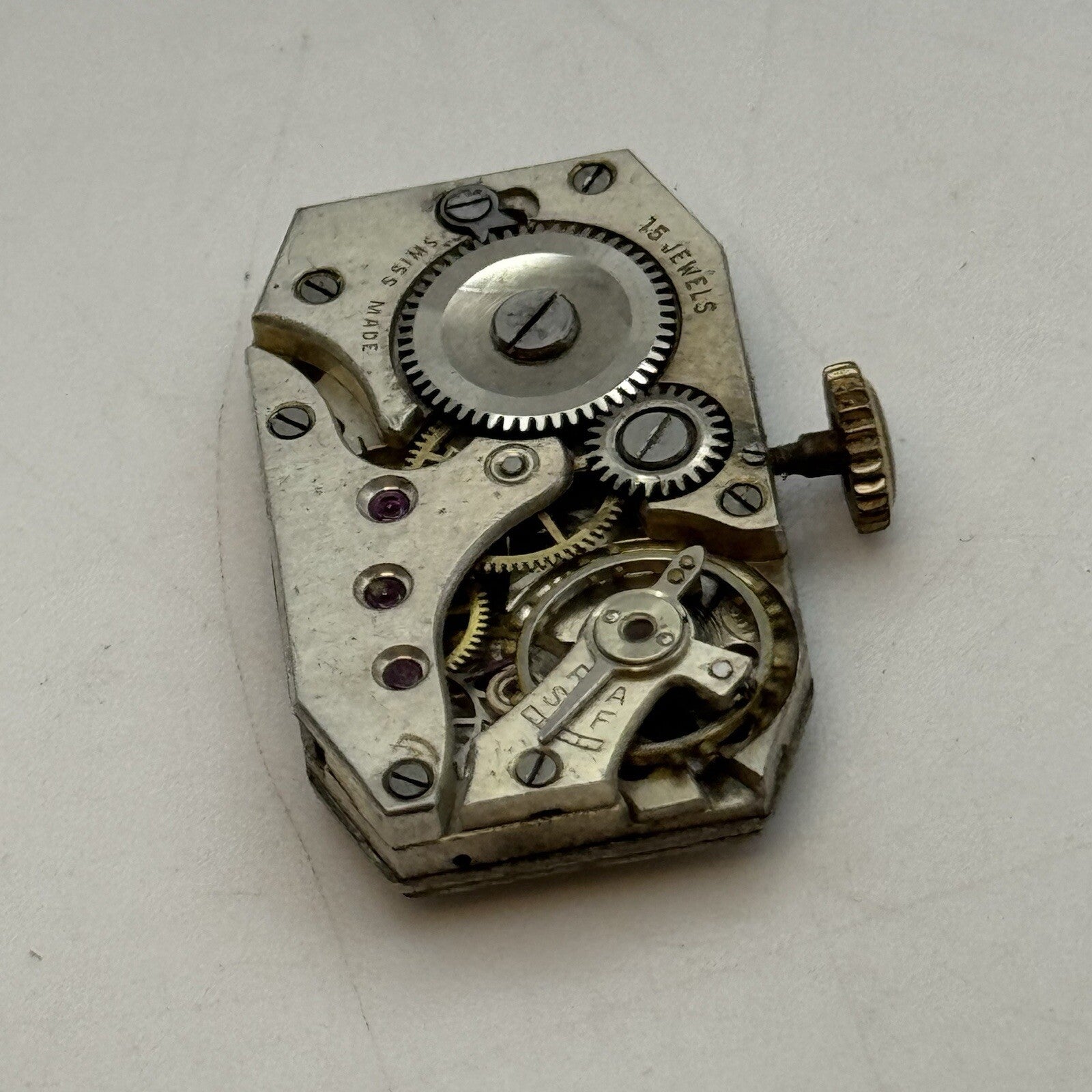 15.2mm Running Art Deco Cal 411 Tank Watch Movement Dial Hands Restoration