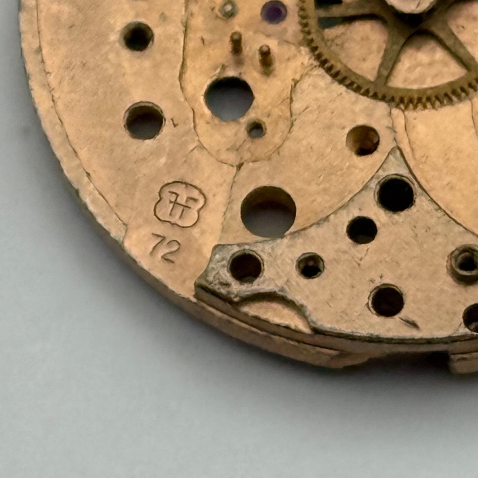 FHF 72 Watch Movement Main Plate Manual Wind Vintage Swiss Parts Repair 25.9mm