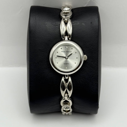 Working Philip Mercier Ladies Silver Tone Bracelet 21mm Quartz Watch New Battery
