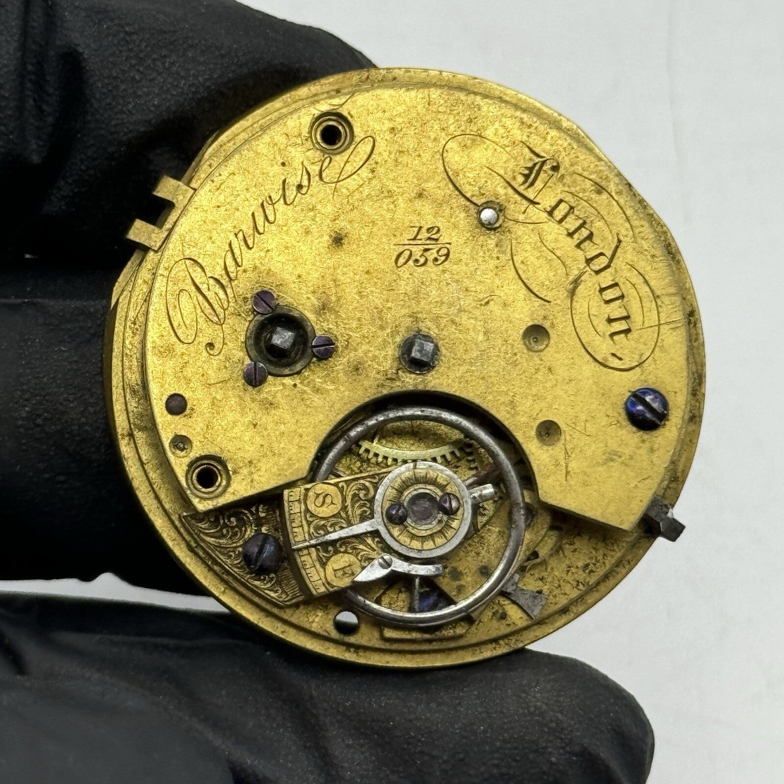 37.3mm Barwise London Antique Fusee Pocket Watch Movement FOR PARTS Repair