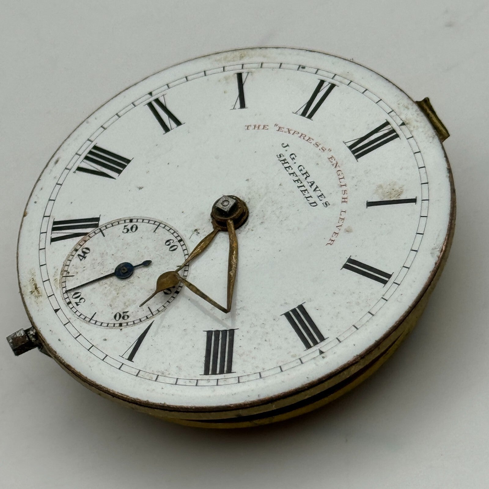 44.6mm Antique J G Graves English Express Lever Pocket Watch Movement PARTS