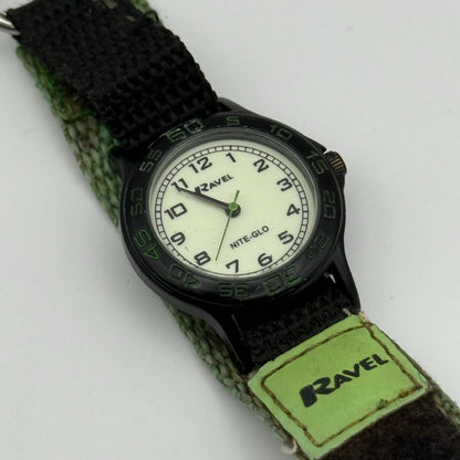 Ravel Nite-Glo Kids Quartz Watch White Dial Hook & Loop Strap Working 31mm