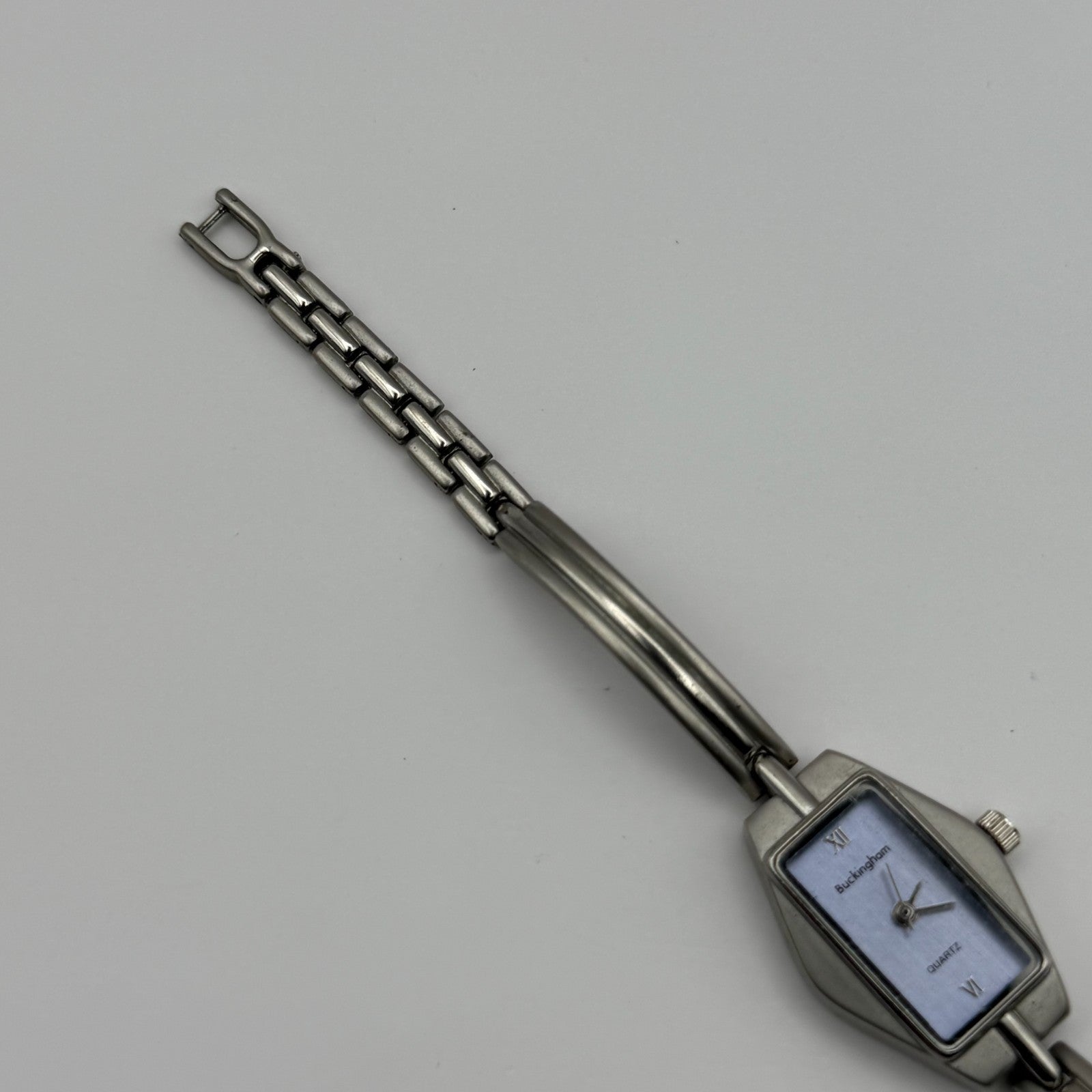 Buckingham Ladies Quartz Watch Purple Dial Silver Tone Bracelet Working 18mm