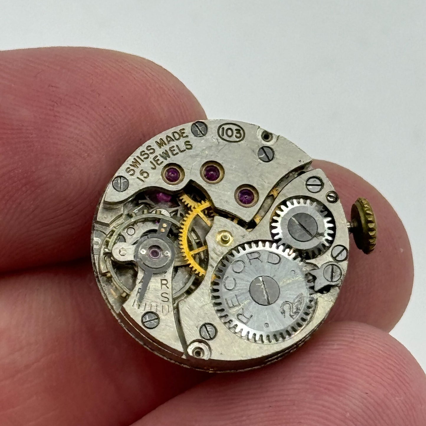 19.7mm Running H Samuel Record Cal 103 Manual Wind Watch Movement PARTS SPARES