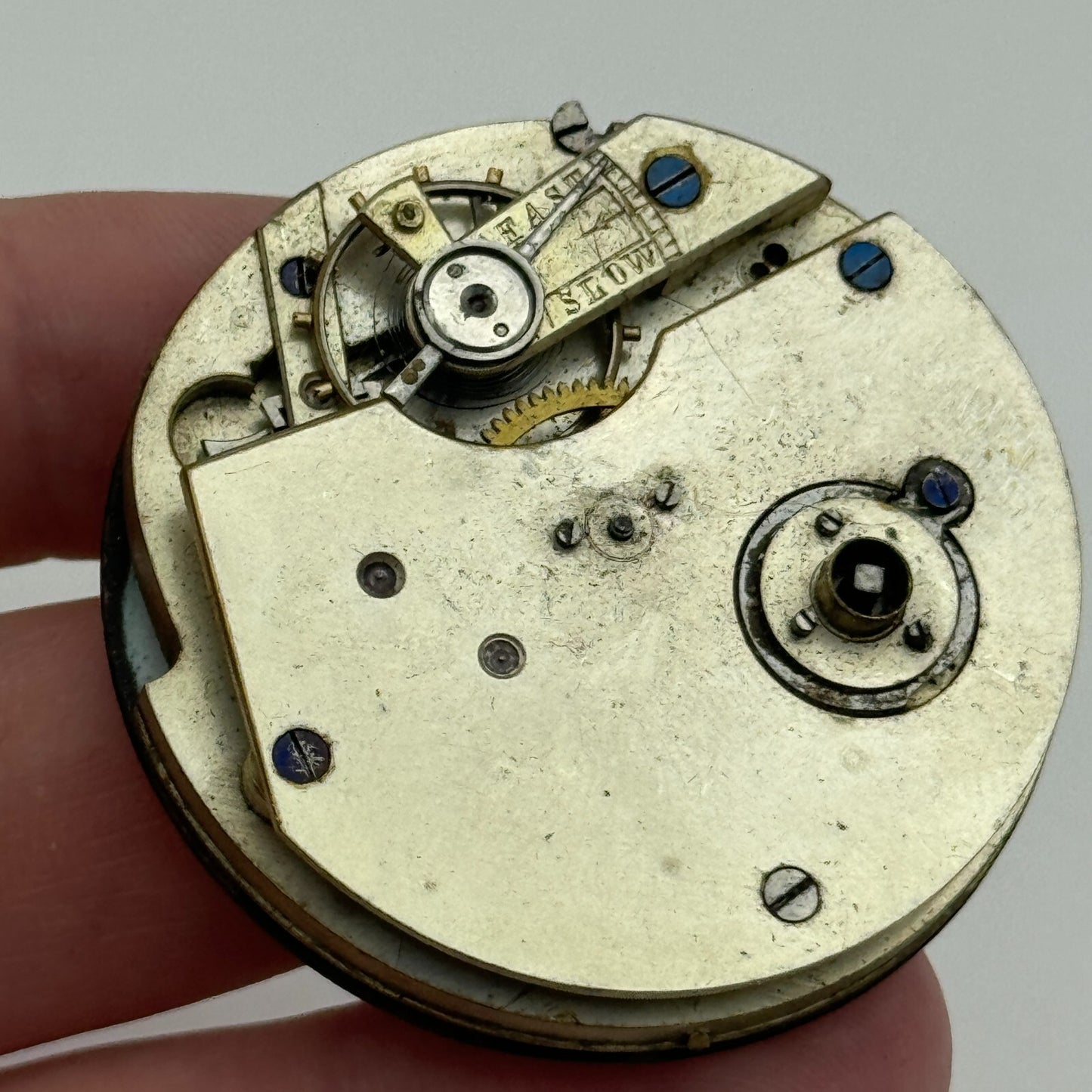 45.3mm Antique Key Wound Balance Intact Pocket Watch Movement PARTS REPAIR SPARE