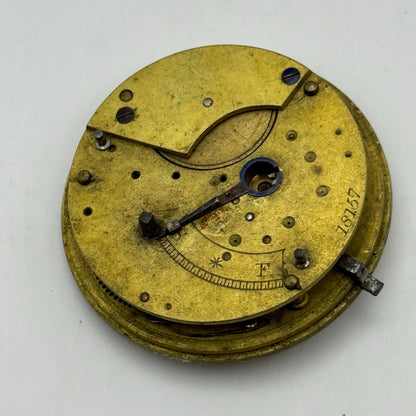 Fusee Pocket Watch Movement Antique English Key Wound Parts Repair Spares 46.4mm