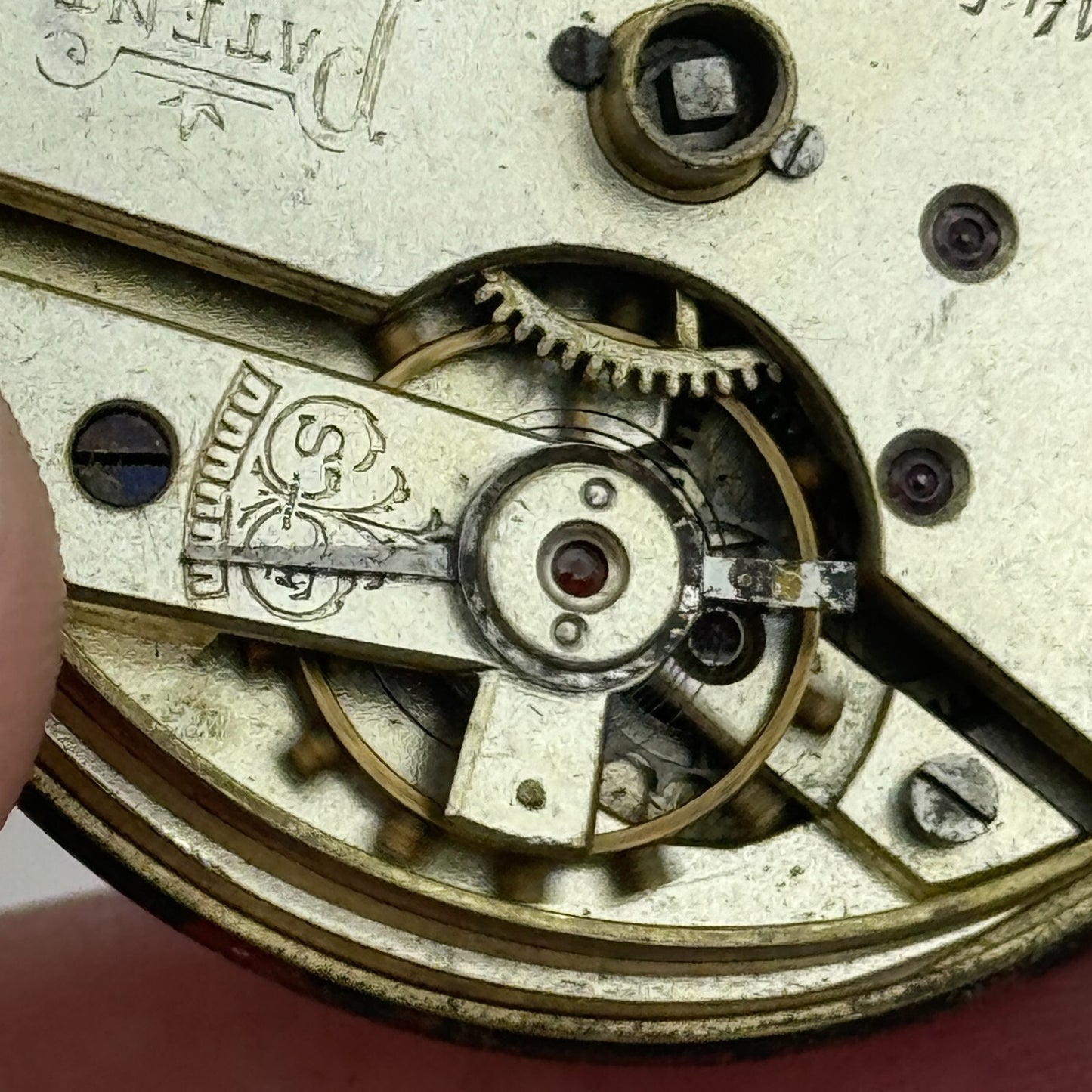 44.1mm Antique H Samuel Manchester Patent Balance Pocket Watch Movement PARTS