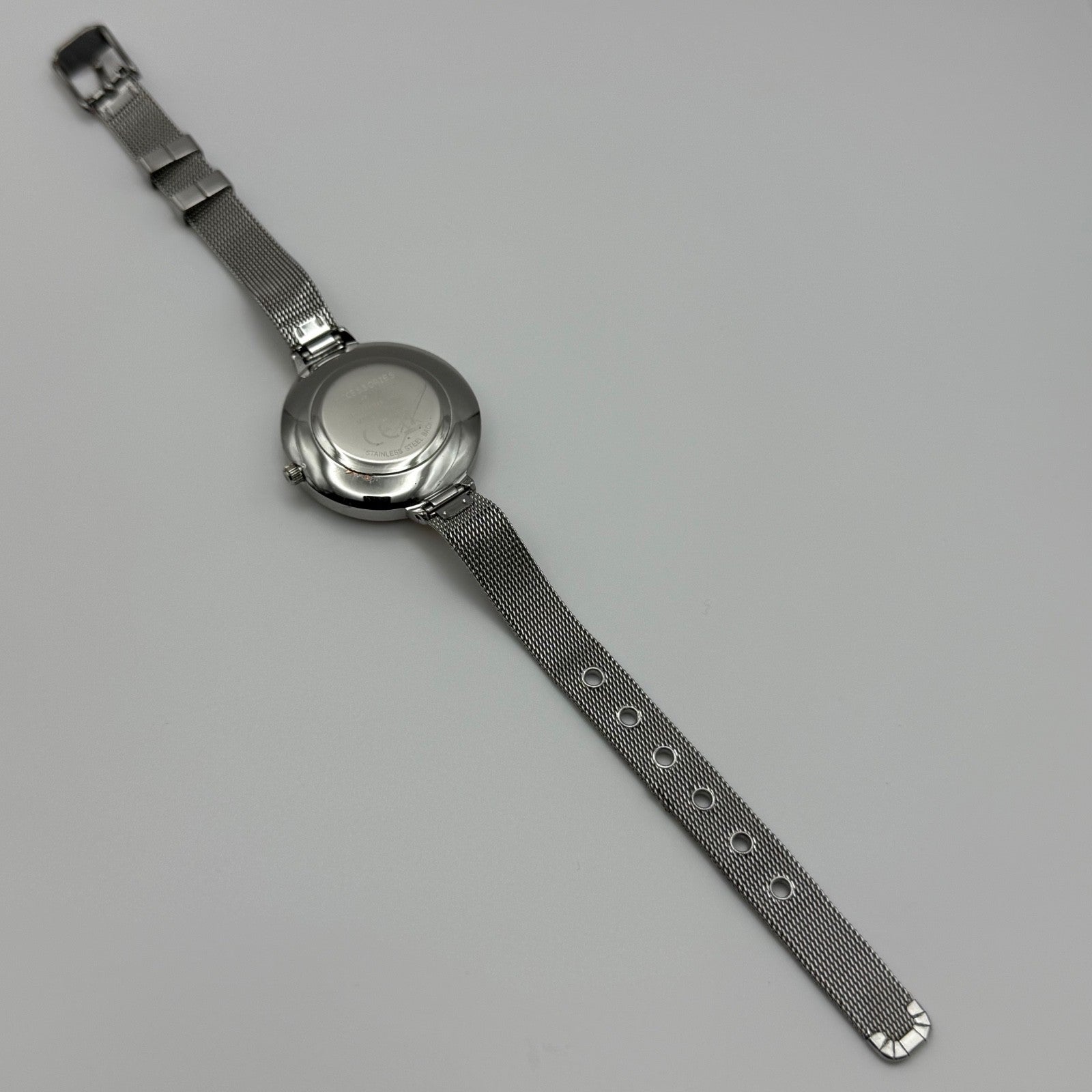 Working  Ladies Accessories Silver Tone Adjustable Mesh Strap 34mm Quartz Watch