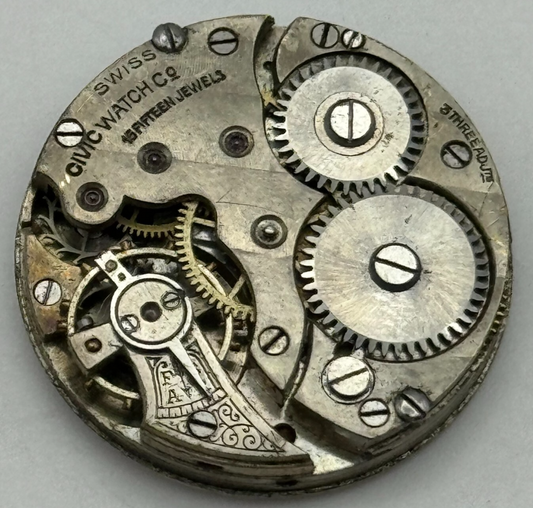 25.3mm Civic Watch Co Mens Trench Watch Movement Manual Wind Vintage Swiss PARTS