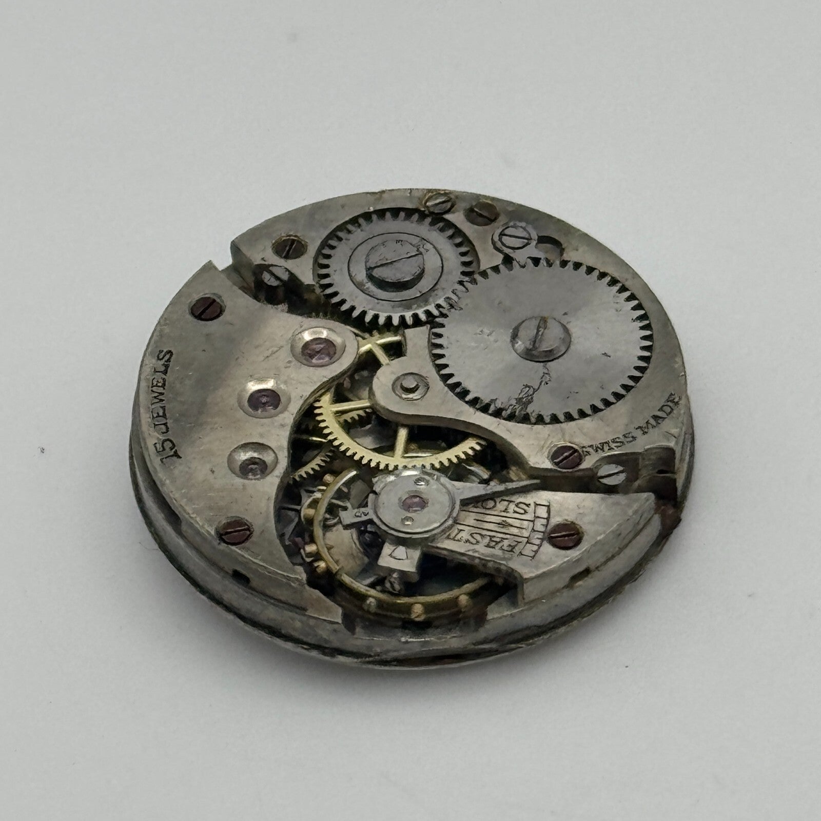 23.7mm Unidentified 15 Jewels Swiss Trench Watch Movement Manual Wind PARTS