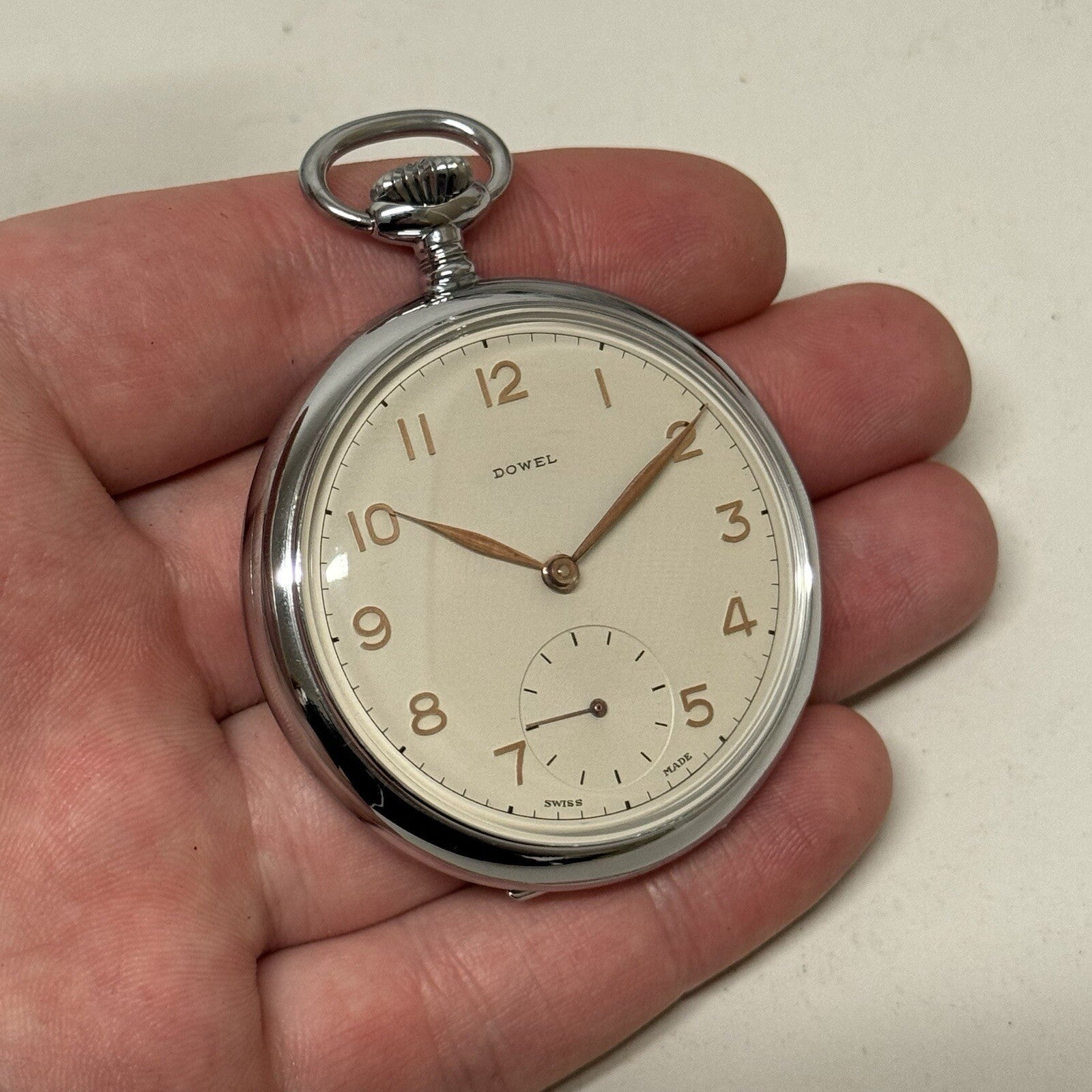 49mm Vintage Dowel NEW OLD STOCK Open Face Sub Seconds Pocket Watch TO SERVICE