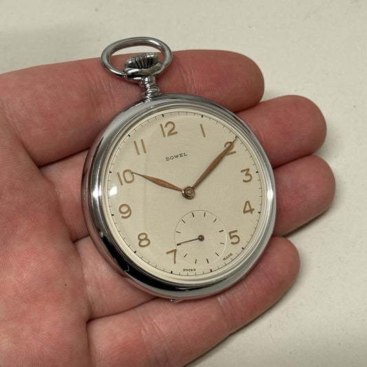 49mm Vintage Dowel NEW OLD STOCK Open Face Sub Seconds Pocket Watch TO SERVICE