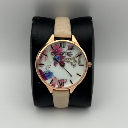 Elizabeth Rose Ladies Quartz Watch Floral Dial Rose Gold Tone Working 36mm