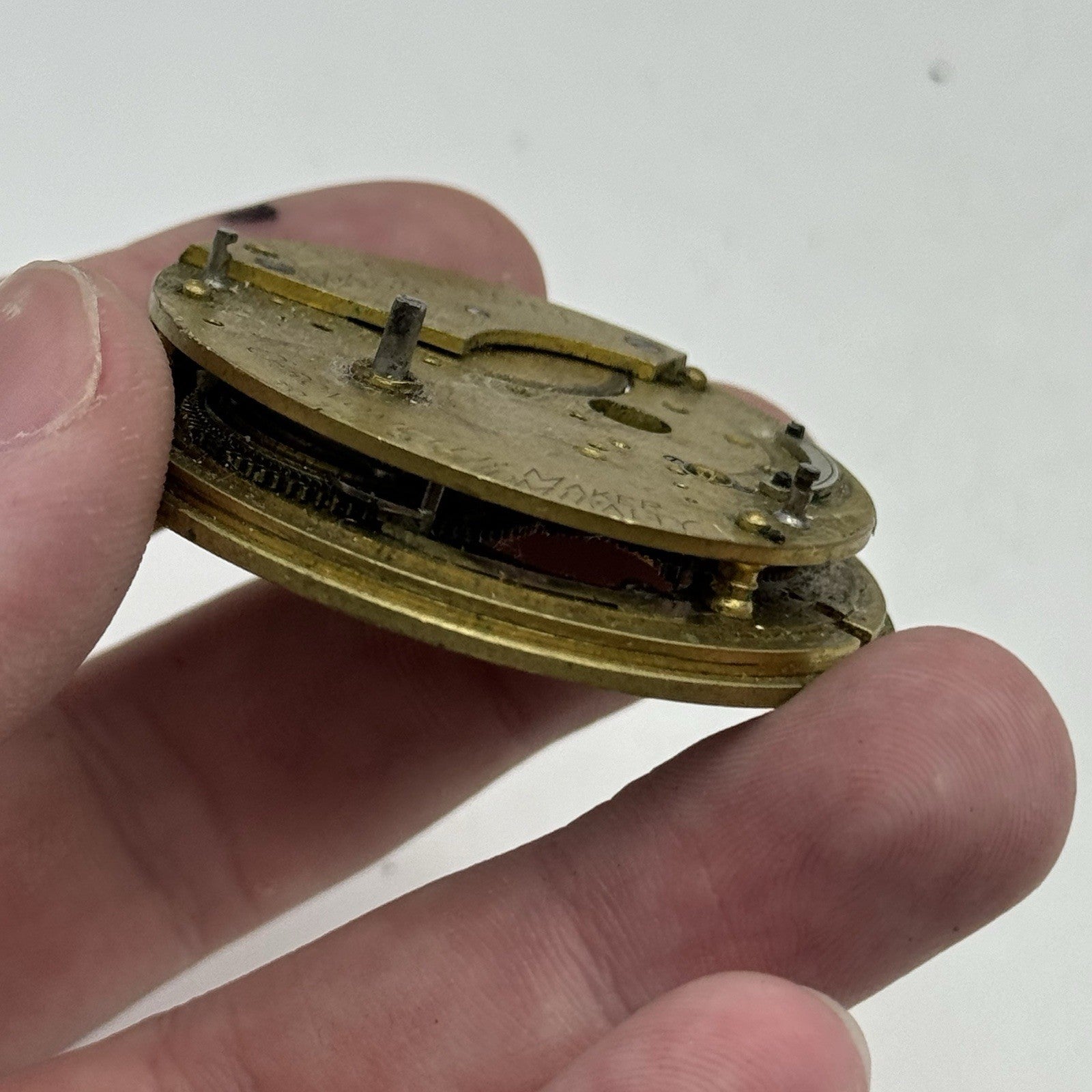 50.1mm Antique Chronometer Maker London Fusee Pocket Watch Movement - PARTS