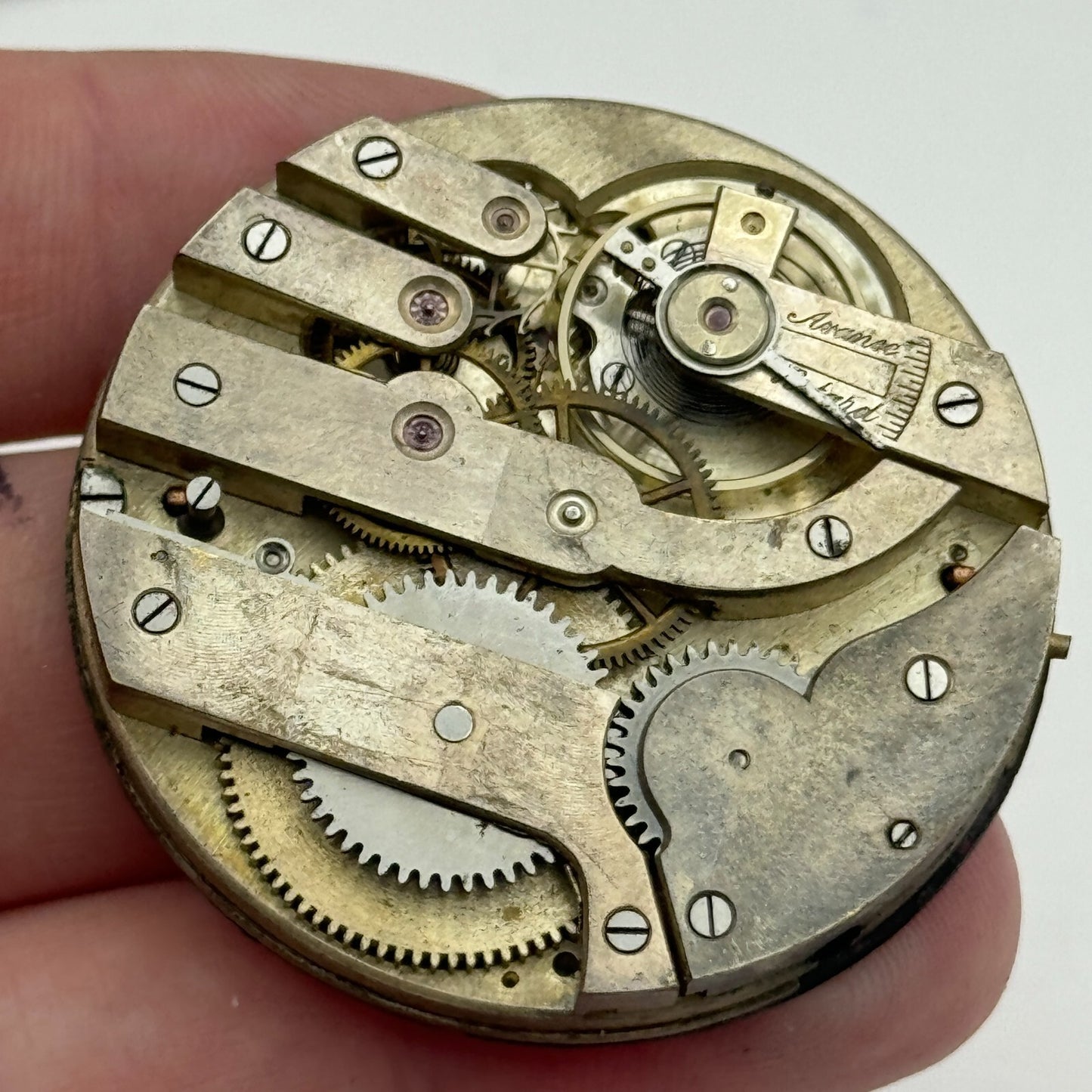 43.3mm Unidentified Open Face Swiss Balance Ok Pocket Watch Movement PARTS