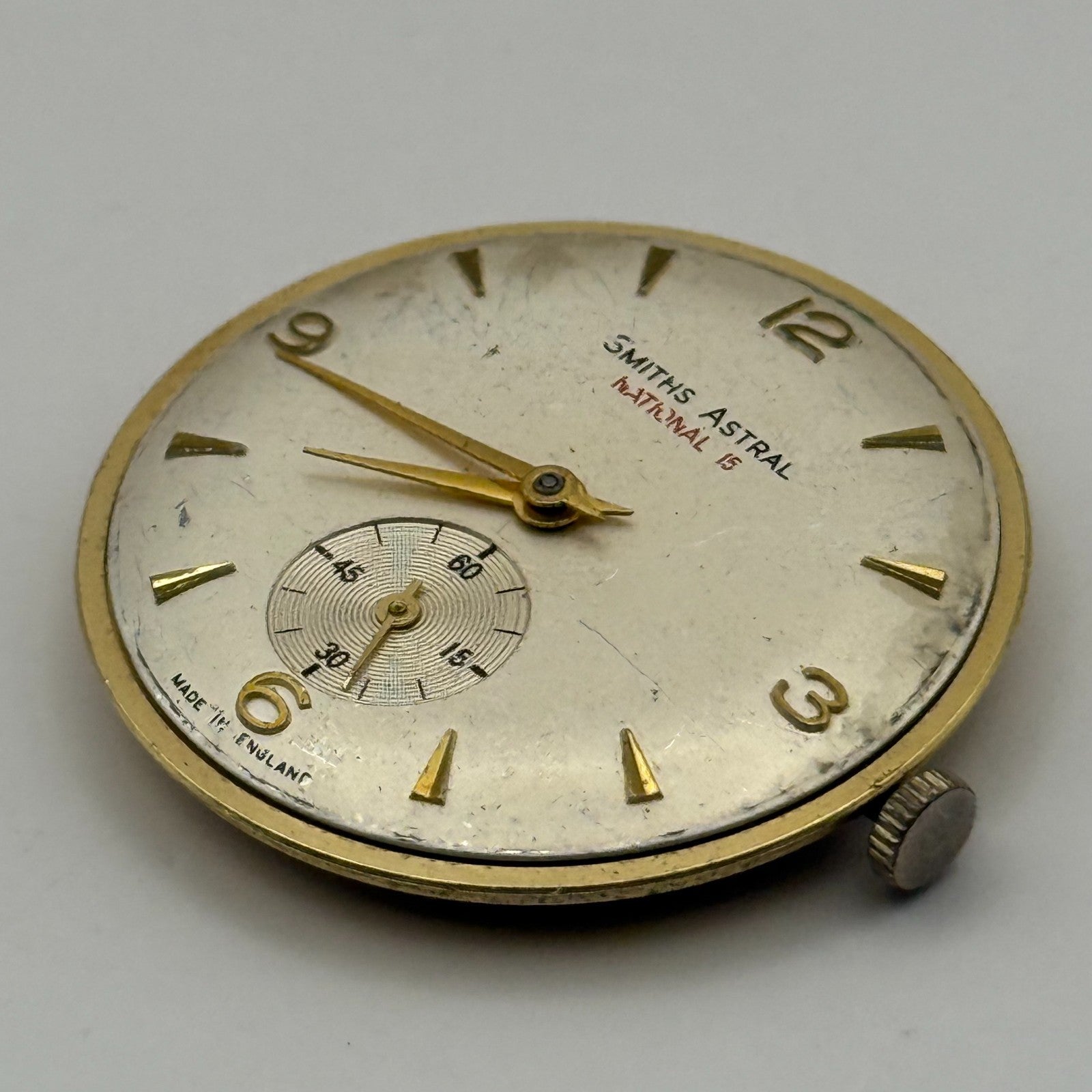 Smiths Astral National 15 60461E Watch Movement Manual Wind Vintage Parts 31.9mm