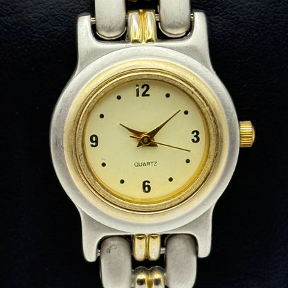 25mm Working Ladies Yves Rocher Two Tone Quartz Bracelet Watch 6.5 Inches