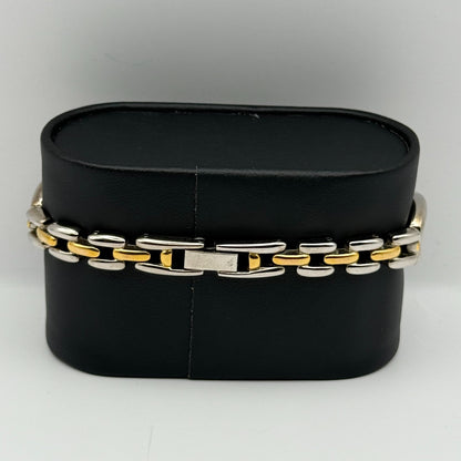 Carvel Ladies Quartz Watch MOP Oval Dial Silver Gold Tone Bracelet Working 19mm