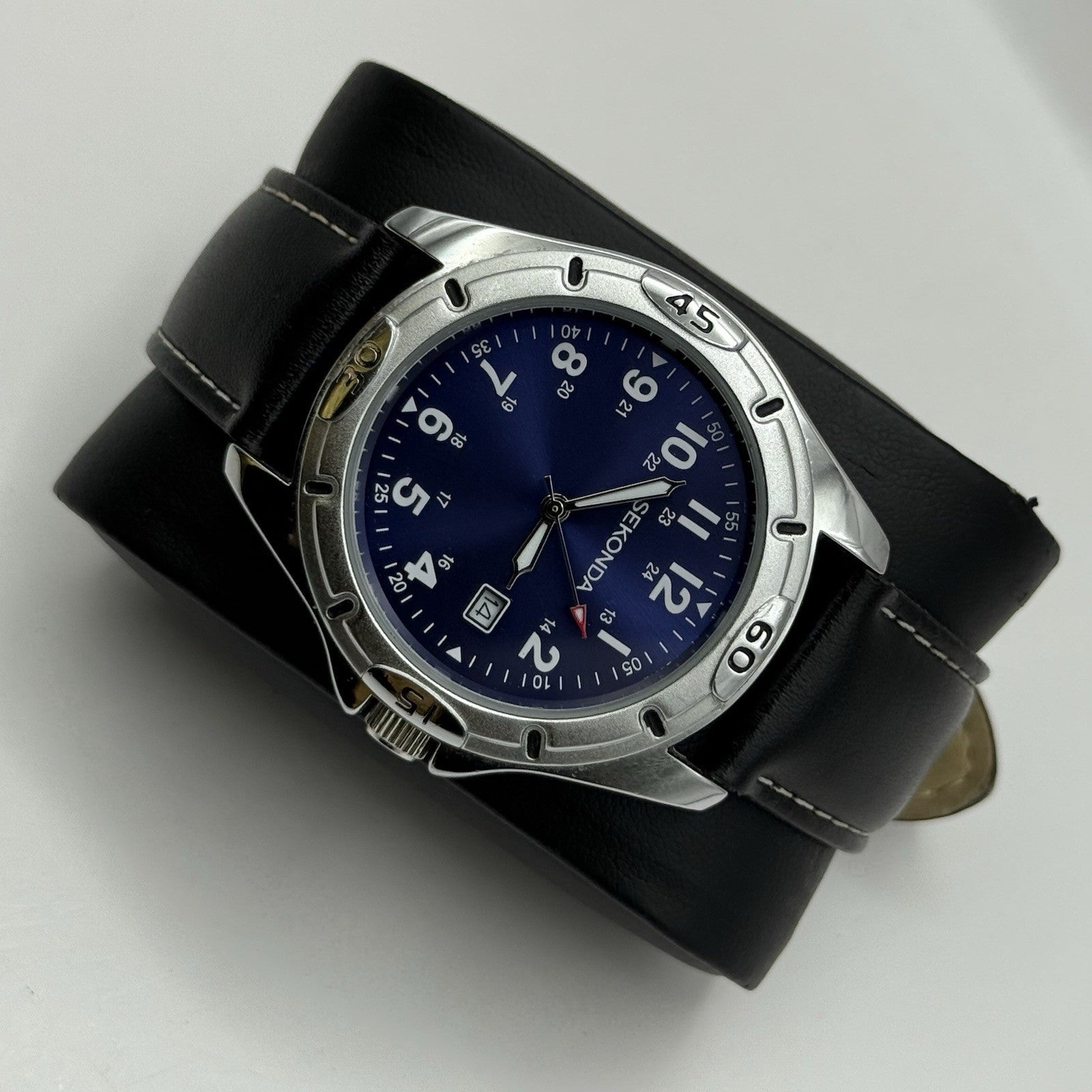 40mm Working Men’s Sekonda N3512 Blue 24 Hour Date Dial Stainless Quartz Watch