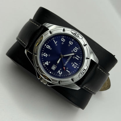 40mm Working Men’s Sekonda N3512 Blue 24 Hour Date Dial Stainless Quartz Watch