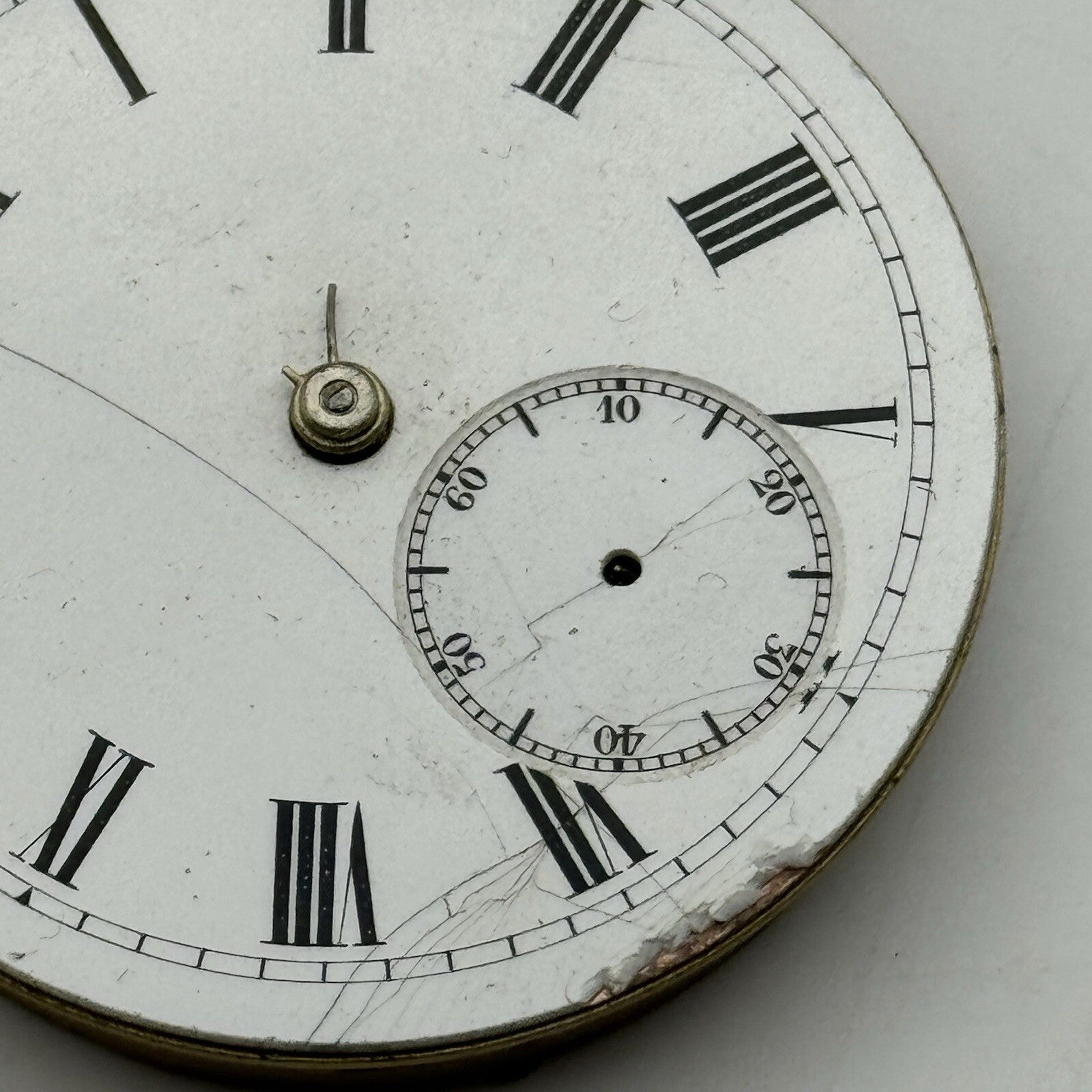 44.7m Warranted English Lever Top Wind Pocket Watch Movement Dial FOR PARTS