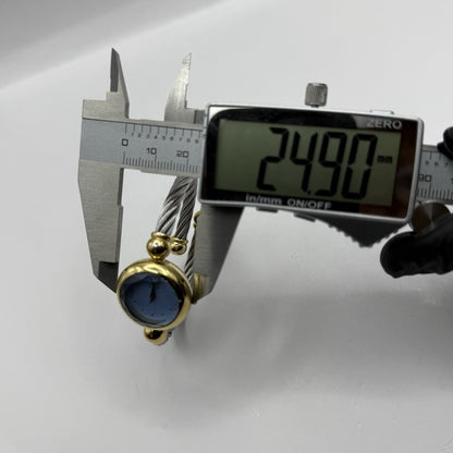 24mm Working Ladies Caravelle By Bulova Blue Dial Quartz Bangle Watch 6 Inches