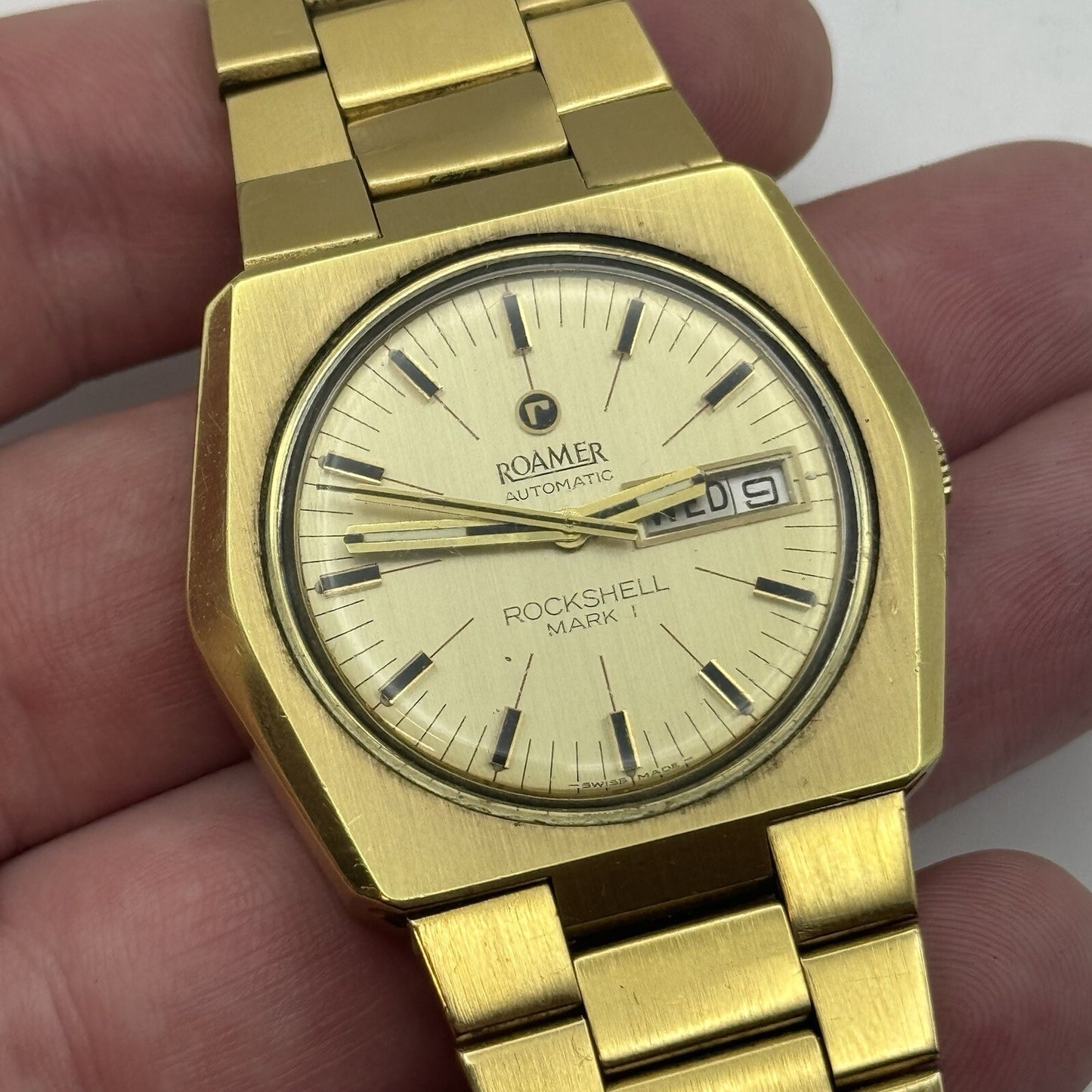 39mm Men’s Roamer Rockshell Mark I Automatic Day Date Watch Runs RESTORE