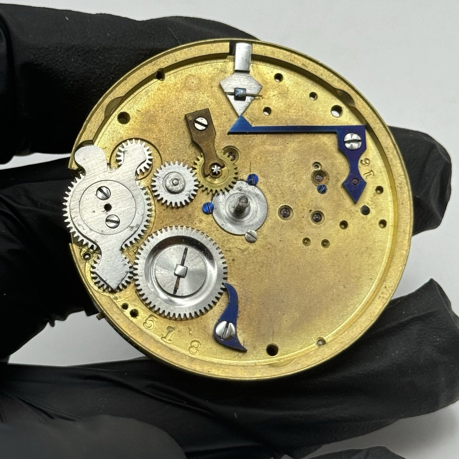 44.9mm Centre Seconds Chronograph Antique Pocket Watch Movement FOR PARTS