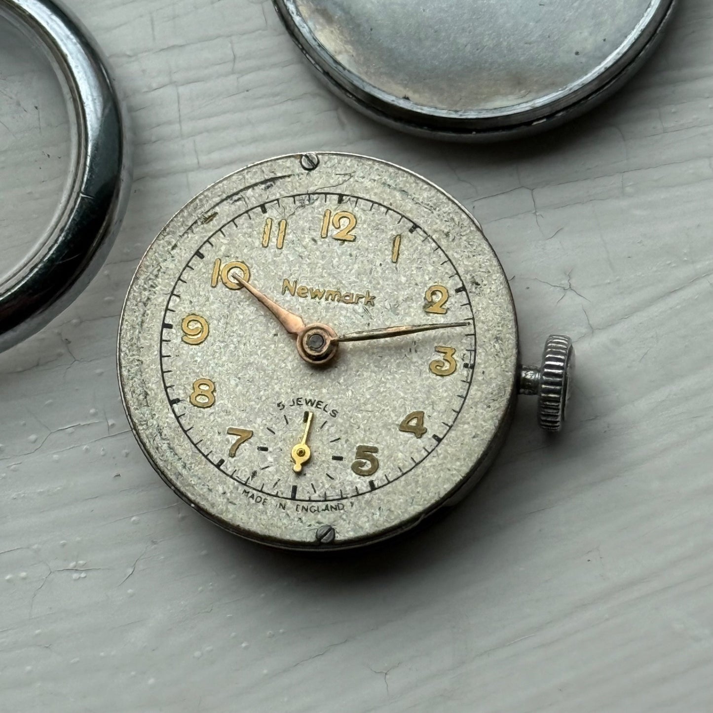 25mm Vintage Newmark 5 Jewels Sub Seconds Manual Wind Watch PARTS / REPAIR