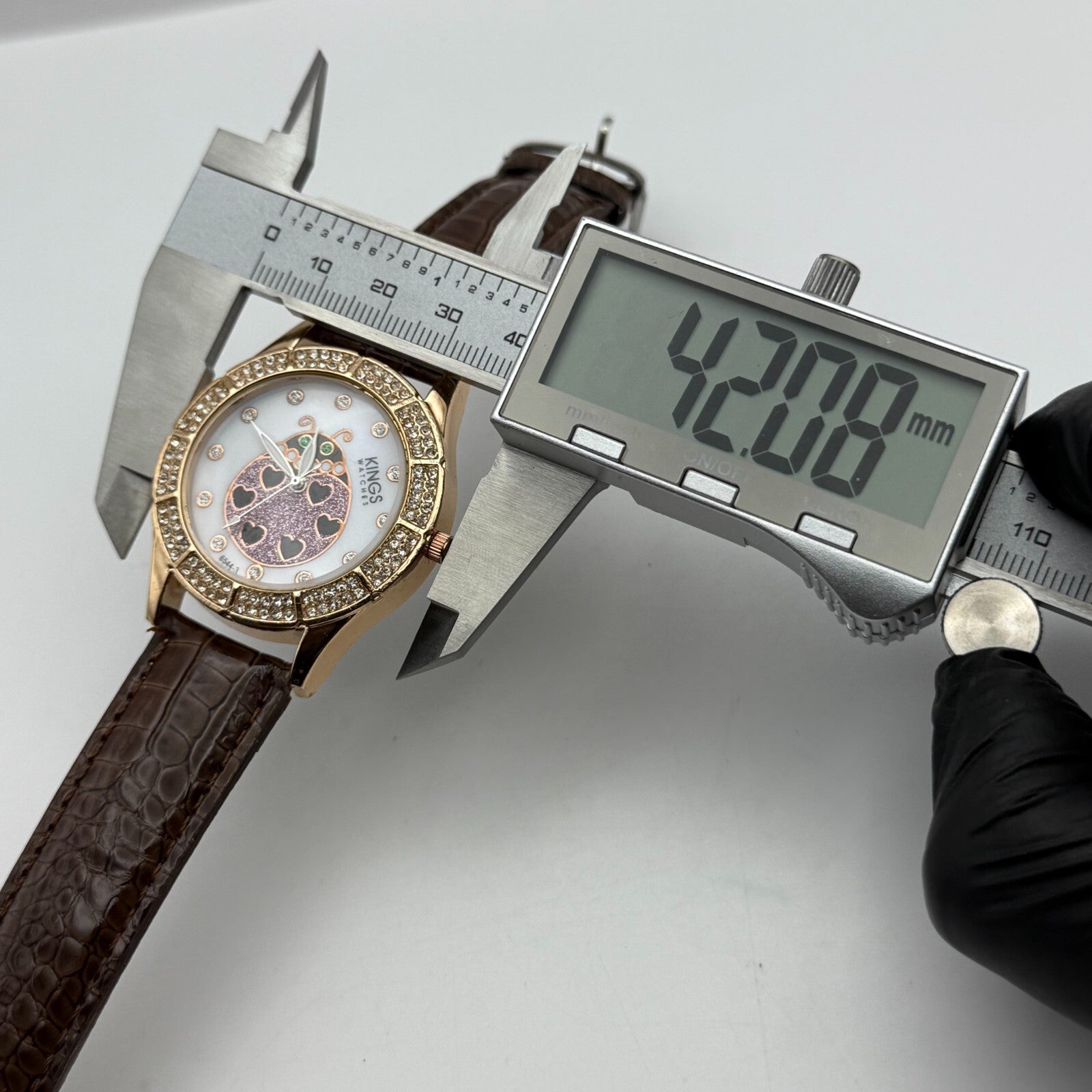 39mm Working Kings Jewelled Lady Bird 6544-3 Quartz Watch 9 Inches New Battery