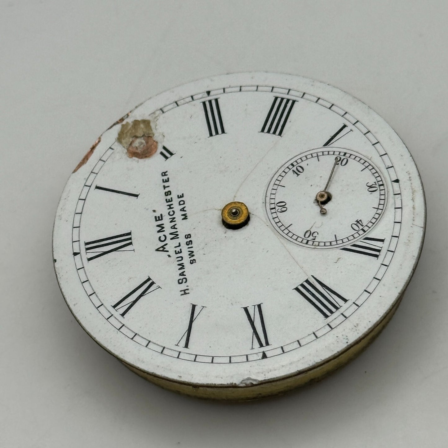 44.1mm Antique H Samuel Manchester Patent Balance Pocket Watch Movement PARTS
