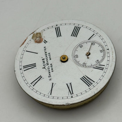 44.1mm Antique H Samuel Manchester Patent Balance Pocket Watch Movement PARTS