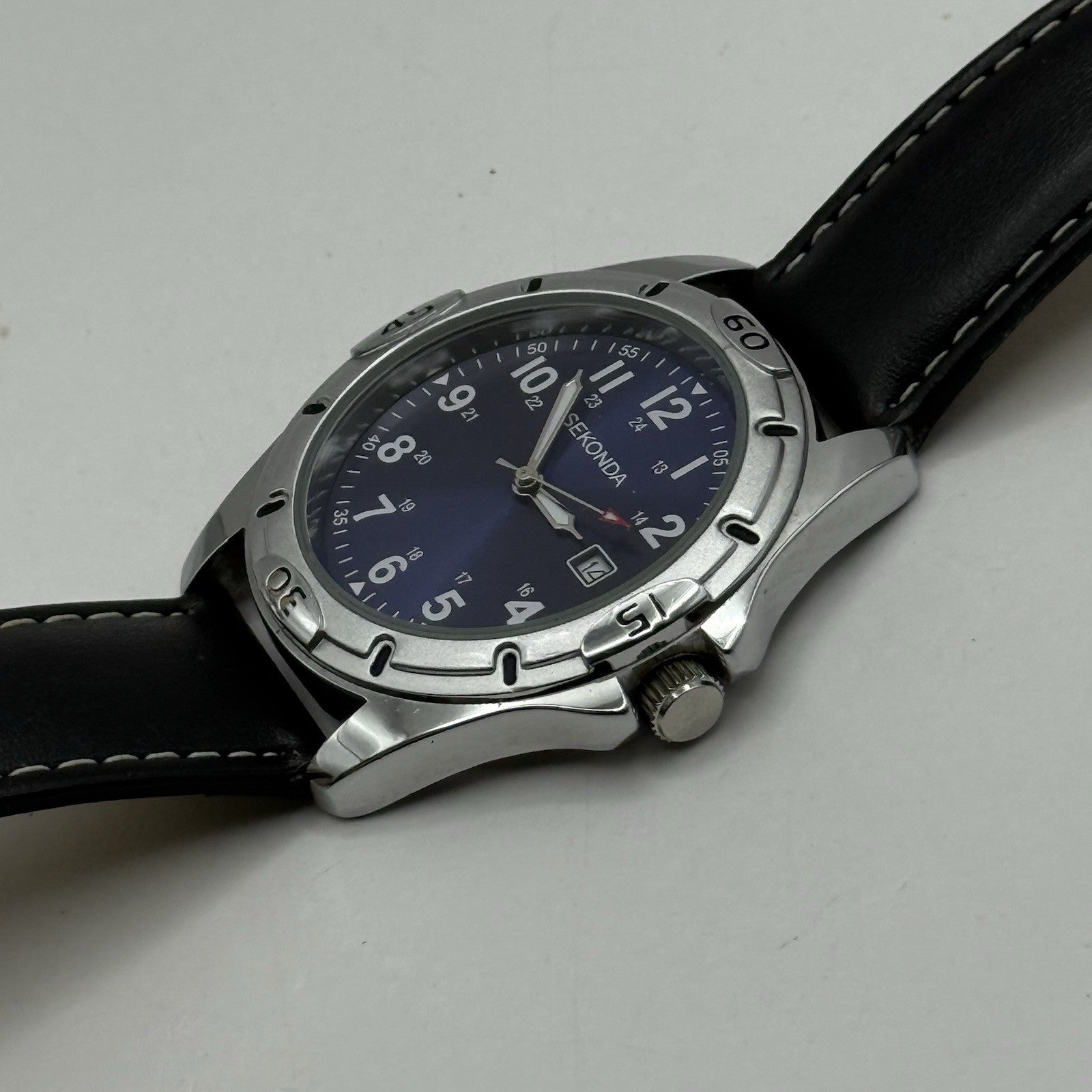 40mm Working Men’s Sekonda N3512 Blue 24 Hour Date Dial Stainless Quartz Watch