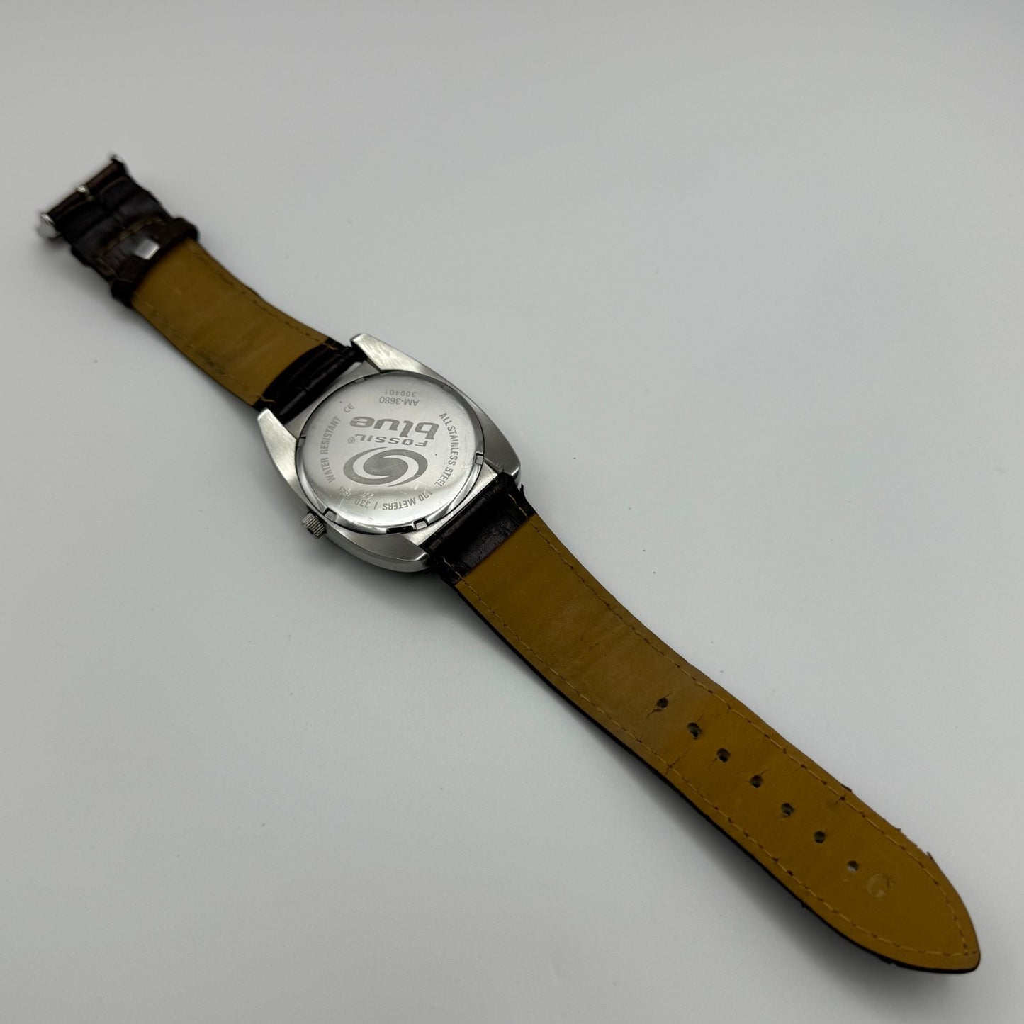 Fossil Blue 100 Meters Men’s Watch Quartz AM-3680 Date Dial Steel Working 38mm