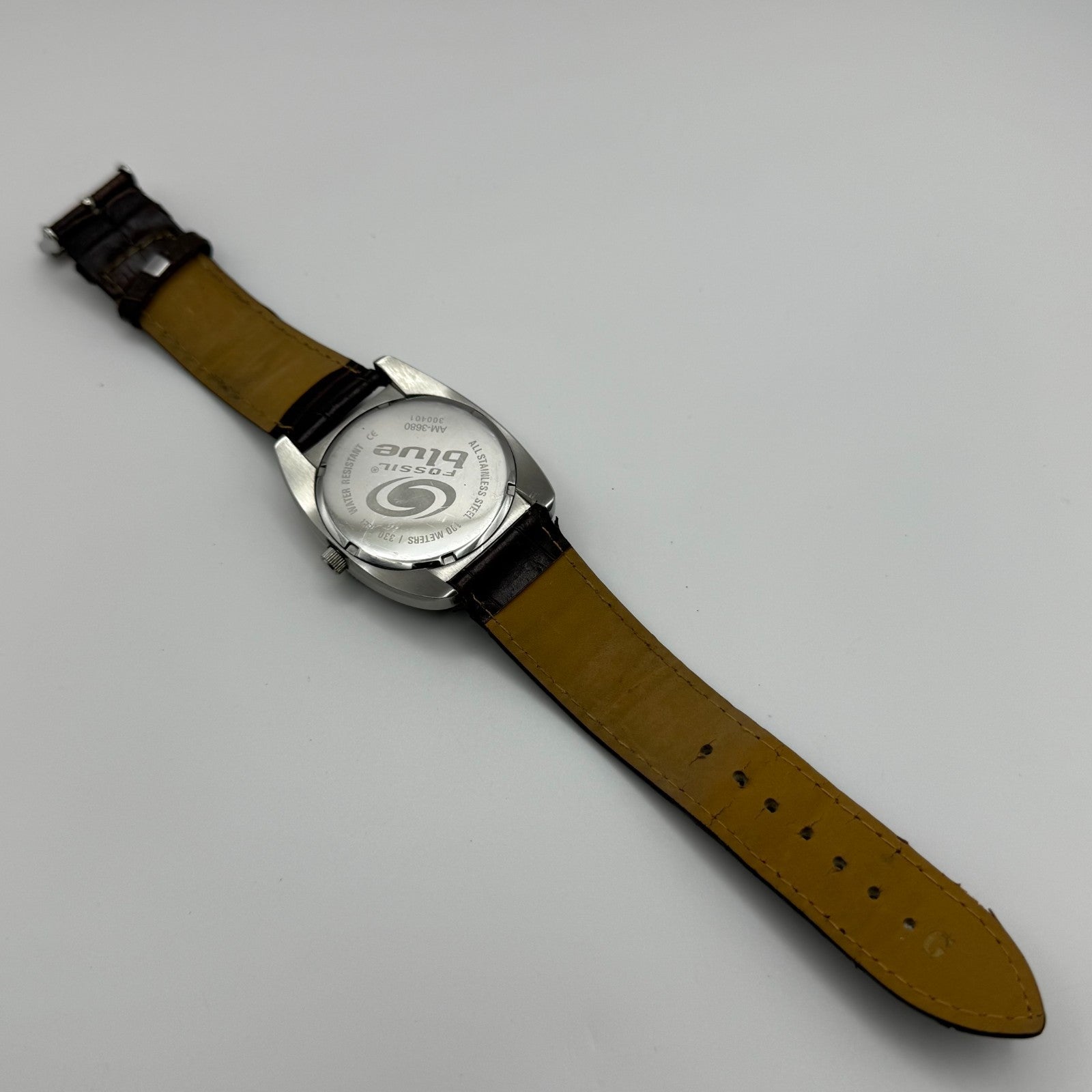 Fossil Blue 100 Meters Men’s Watch Quartz AM-3680 Date Dial Steel Working 38mm