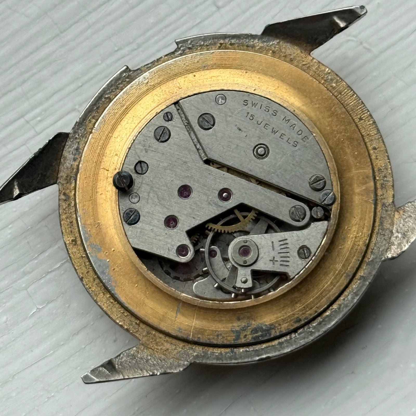 35mm Vintage Sornana 15 Rubis Swiss EB? Manual Wind Watch FOR PARTS / REPAIR