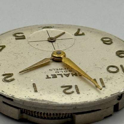 Chalet Gold 21 Jewels Watch Movement Running Manual Wind Vintage Parts 23.3mm