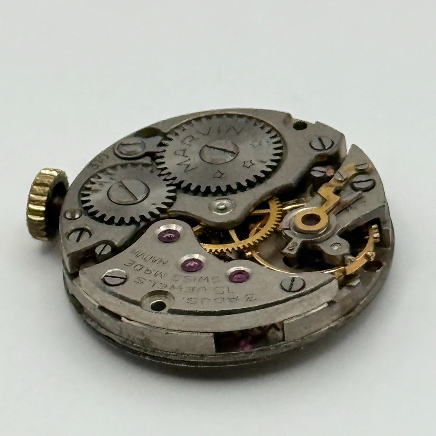 Marvin 310 Watch Movement Manual Wind Vintage Swiss 15 Jewels Parts 19.6mm