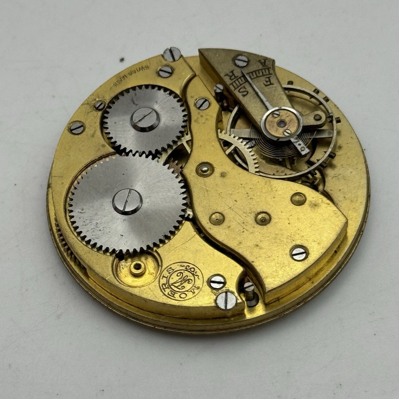 43.2mm Moeris Open Face Swiss Vintage Pocket Watch Movement PARTS REPAIR SPARES